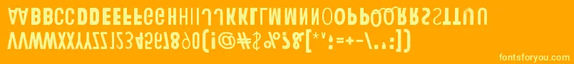 HumanErrorUpsideDown-Schriftart – Gelbe Schriften auf orangefarbenem Hintergrund