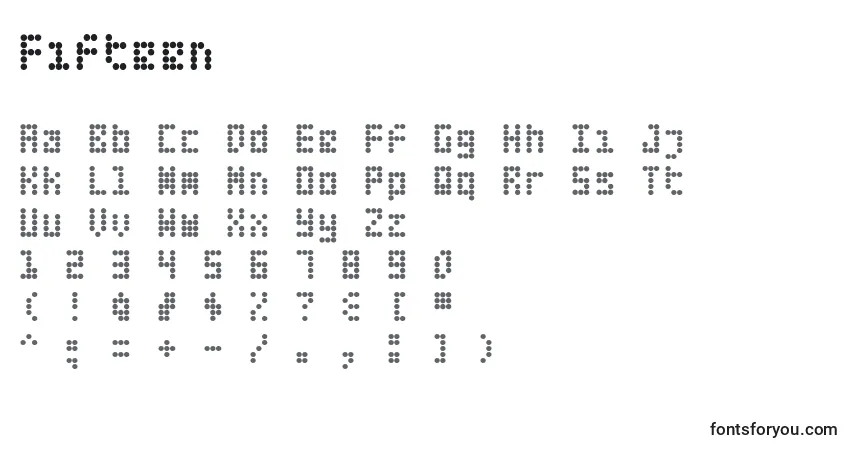 Czcionka Fifteen – alfabet, cyfry, specjalne znaki