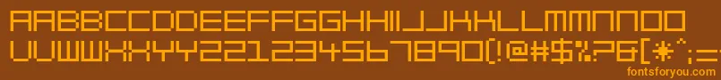 BlockOut-Schriftart – Orangefarbene Schriften auf braunem Hintergrund