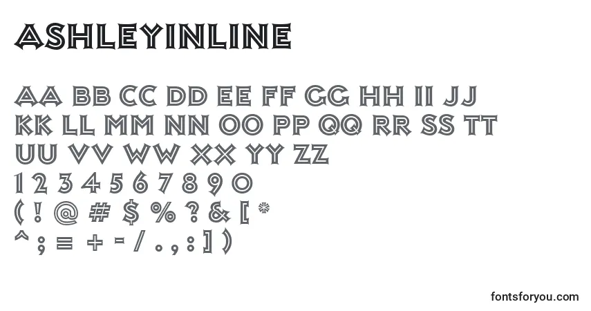 Schriftart AshleyInline – Alphabet, Zahlen, spezielle Symbole