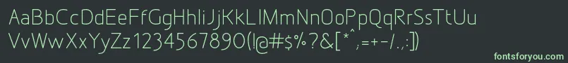 DesignioRegular-fontti – vihreät fontit mustalla taustalla