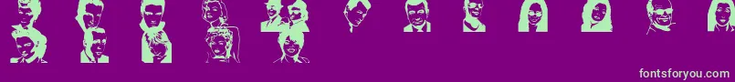 Famousfolksregular-fontti – vihreät fontit violetilla taustalla