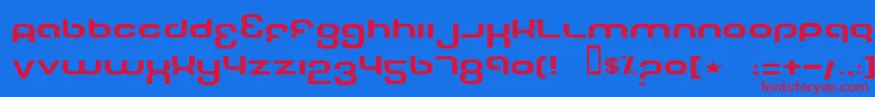 TechFontWide-fontti – punaiset fontit sinisellä taustalla