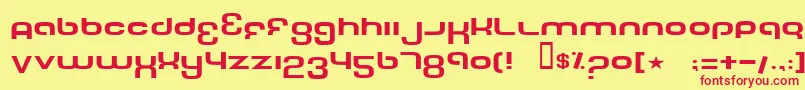 Police TechFontWide – polices rouges sur fond jaune