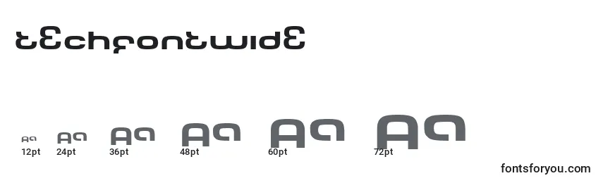 TechFontWide Font Sizes