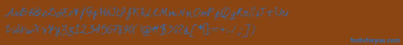 Miahand Font – Blue Fonts on Brown Background