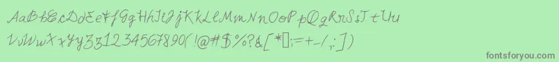 フォントMiahand – 緑の背景に灰色の文字