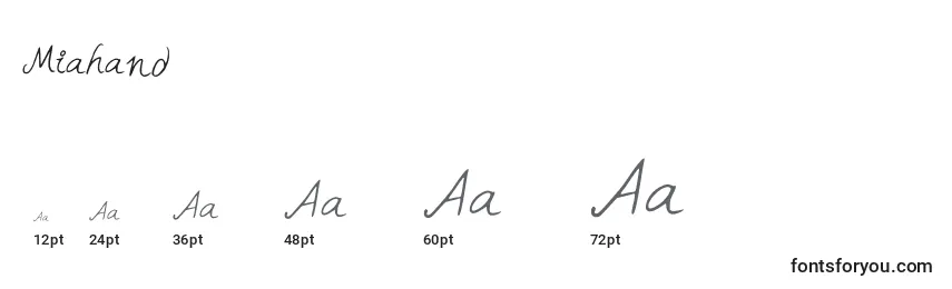 Miahand Font Sizes
