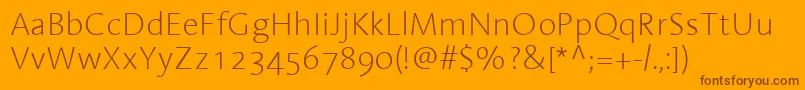 LinotypeAromaExtralight Font – Brown Fonts on Orange Background