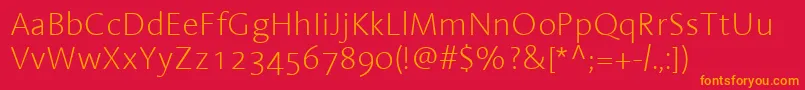 LinotypeAromaExtralight Font – Orange Fonts on Red Background