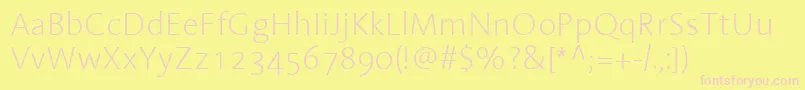 LinotypeAromaExtralight Font – Pink Fonts on Yellow Background
