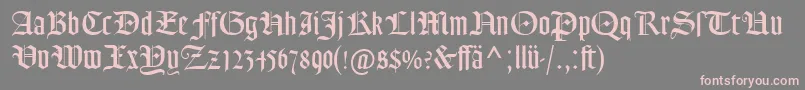 GoudyTextMtDfr-Schriftart – Rosa Schriften auf grauem Hintergrund