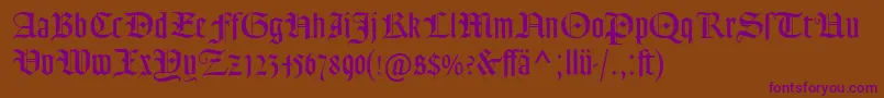 GoudyTextMtDfr-fontti – violetit fontit ruskealla taustalla