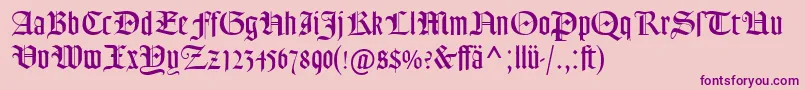 GoudyTextMtDfr-Schriftart – Violette Schriften auf rosa Hintergrund