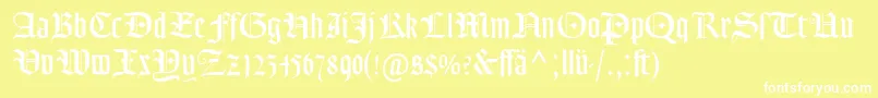 フォントGoudyTextMtDfr – 黄色い背景に白い文字
