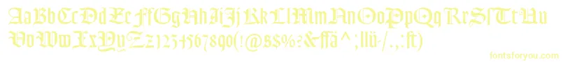 フォントGoudyTextMtDfr – 白い背景に黄色の文字