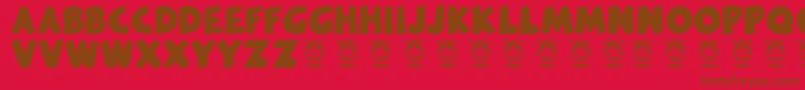 フォントMelankolia – 赤い背景に茶色の文字