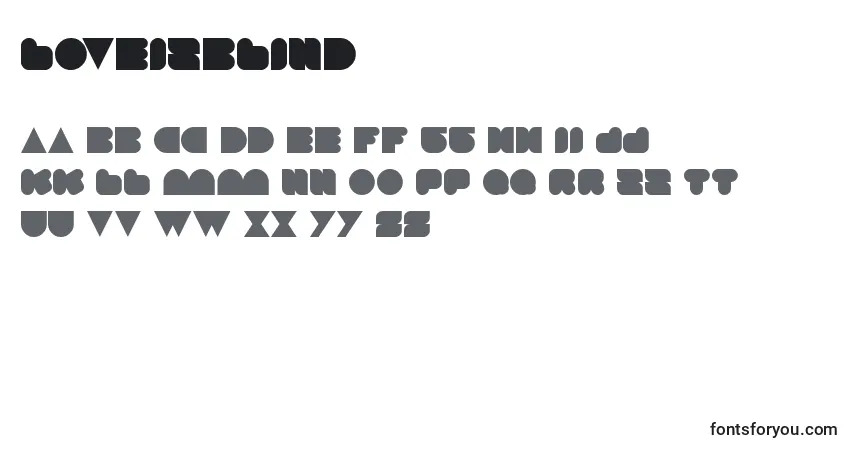 Schriftart LoveIsBlind – Alphabet, Zahlen, spezielle Symbole