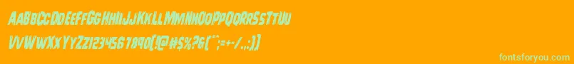 Leatherfacecondital-Schriftart – Grüne Schriften auf orangefarbenem Hintergrund