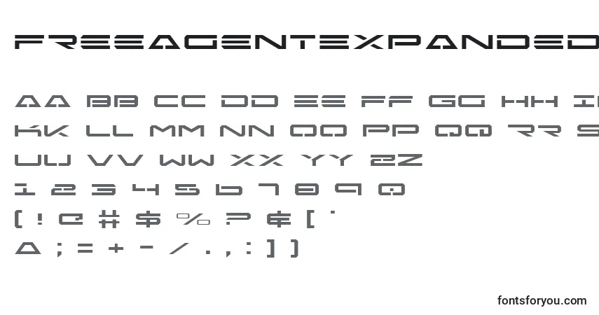 A fonte FreeAgentExpanded – alfabeto, números, caracteres especiais
