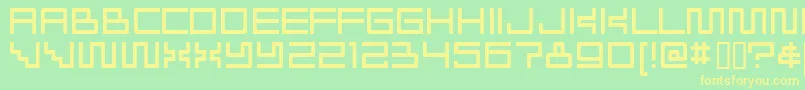 フォントRadioakt – 黄色の文字が緑の背景にあります