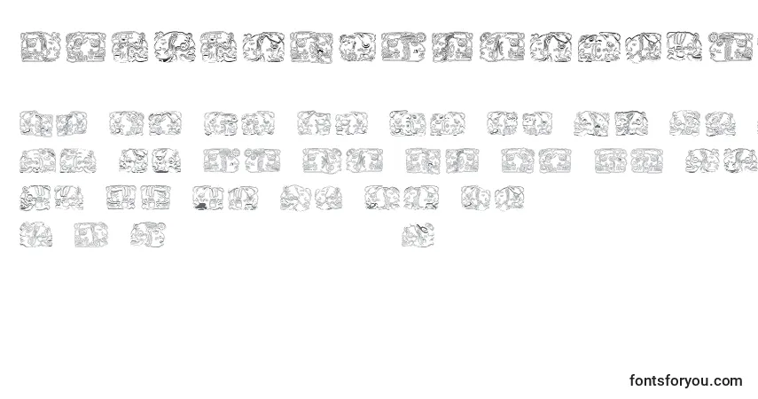 A fonte SpiritOfMontezumaFive – alfabeto, números, caracteres especiais