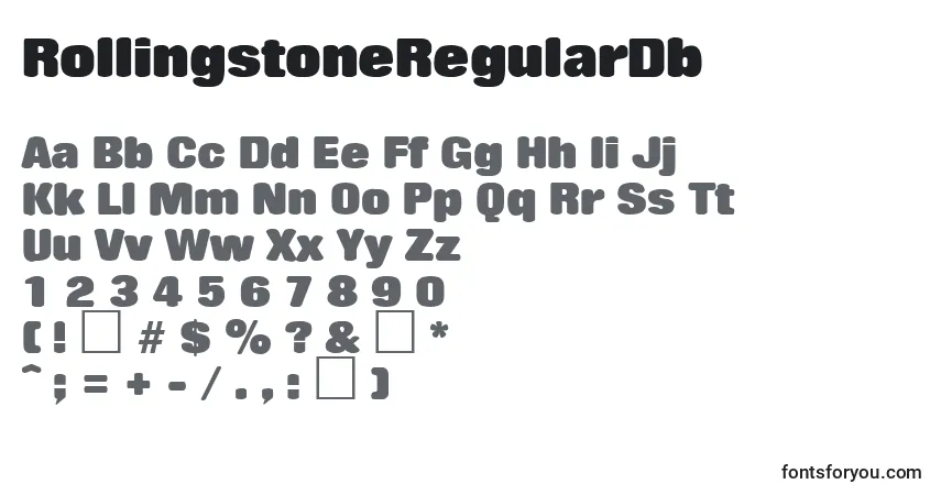 Fuente RollingstoneRegularDb - alfabeto, números, caracteres especiales