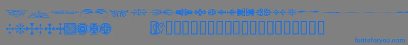 フォントWoodcutornamentsonessk – 灰色の背景に青い文字