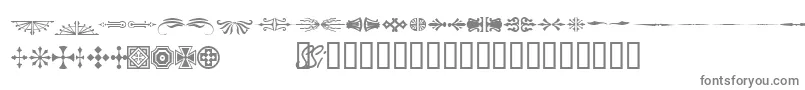 フォントWoodcutornamentsonessk – 白い背景に灰色の文字