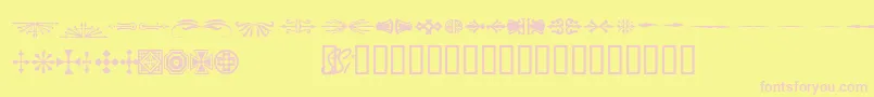 フォントWoodcutornamentsonessk – ピンクのフォント、黄色の背景