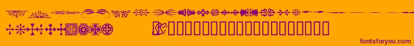 フォントWoodcutornamentsonessk – オレンジの背景に紫のフォント