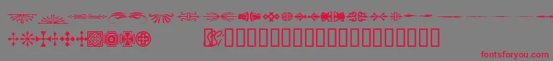 フォントWoodcutornamentsonessk – 赤い文字の灰色の背景