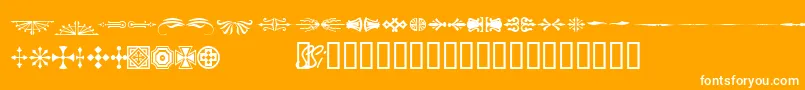 Шрифт Woodcutornamentsonessk – белые шрифты на оранжевом фоне