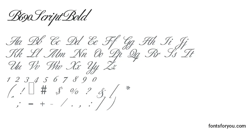 Schriftart B690ScriptBold – Alphabet, Zahlen, spezielle Symbole