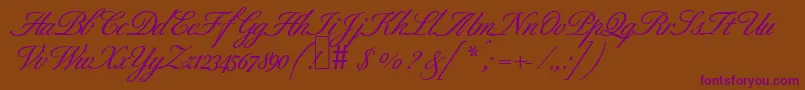 B690ScriptBold-Schriftart – Violette Schriften auf braunem Hintergrund