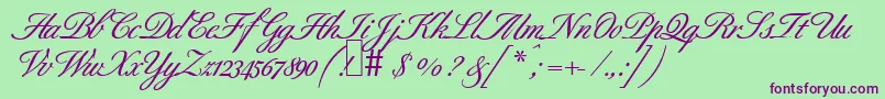 B690ScriptBold-Schriftart – Violette Schriften auf grünem Hintergrund