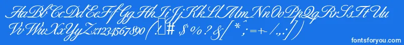 B690ScriptBold-Schriftart – Weiße Schriften auf blauem Hintergrund