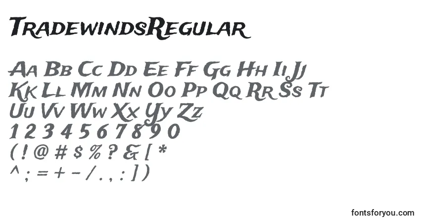 Шрифт TradewindsRegular – алфавит, цифры, специальные символы