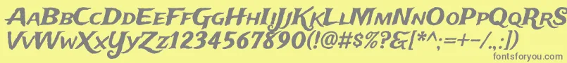 TradewindsRegular-Schriftart – Graue Schriften auf gelbem Hintergrund
