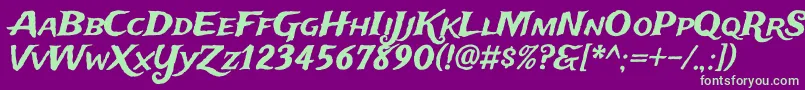 フォントTradewindsRegular – 紫の背景に緑のフォント