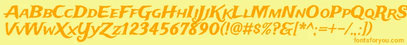 フォントTradewindsRegular – オレンジの文字が黄色の背景にあります。