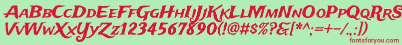 フォントTradewindsRegular – 赤い文字の緑の背景