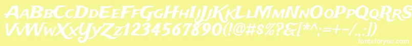 フォントTradewindsRegular – 黄色い背景に白い文字