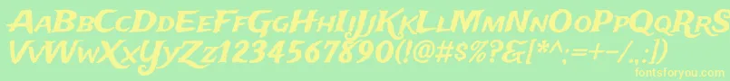 TradewindsRegular-fontti – keltaiset fontit vihreällä taustalla