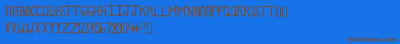 Armadillo-Schriftart – Braune Schriften auf blauem Hintergrund
