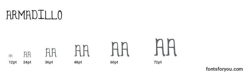 Размеры шрифта Armadillo