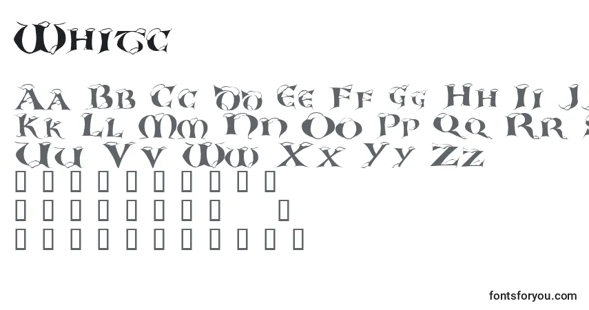 Czcionka Whitc – alfabet, cyfry, specjalne znaki