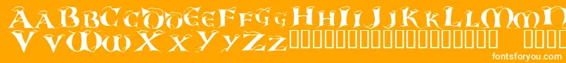 Whitc-Schriftart – Weiße Schriften auf orangefarbenem Hintergrund