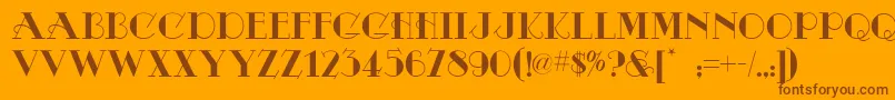 OdalisqueNf-Schriftart – Braune Schriften auf orangefarbenem Hintergrund