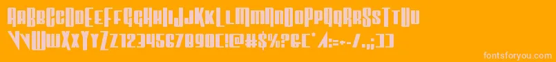 Vindicator-Schriftart – Rosa Schriften auf orangefarbenem Hintergrund